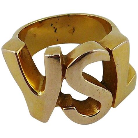 Yves Saint Laurent YSL ring gold silver gem Size 6 